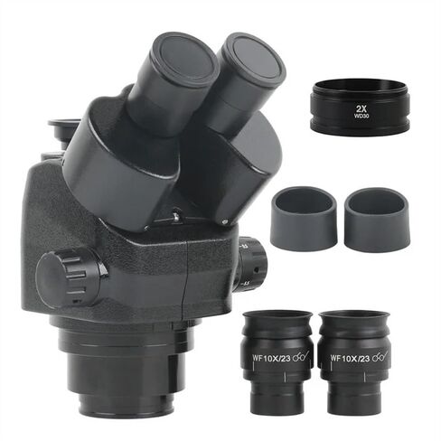 Microscope Observation 5X-110X (2X) Simul Focal Parfocal Trinocular Stereo Microscope WF10X Adjustable Eyepieces Large Depth of Field 110MM Work Distance in Kuwait