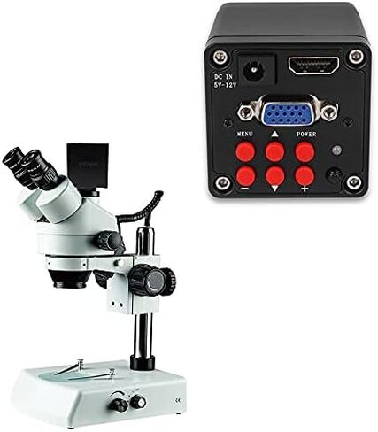 Electronic Microscope Camera USB Digital Laboratory Industrial 38MP HD Biological Stereo Camera Compatible with Phone CPU Repair HDMI VGA (Color : VGA230T Light 13MP) in Kuwait
