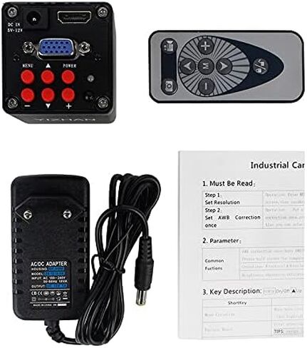 Electronic Microscope Camera USB Digital Laboratory Industrial 38MP HD Biological Stereo Camera Compatible with Phone CPU Repair HDMI VGA (Color : VGA230T Light 13MP) in Kuwait