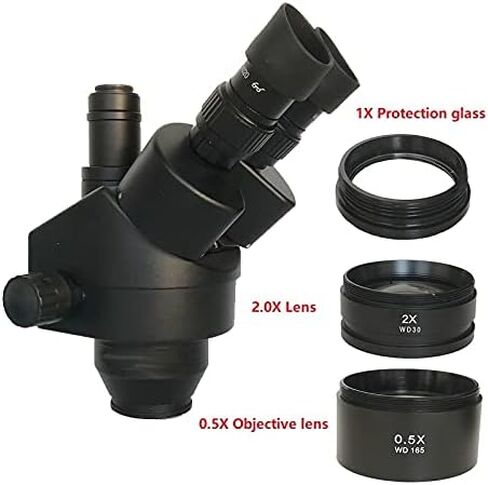 Industrial Solder Repair Toolkit 3.5X-90X Simul Focal Trinocular Stereo Microscope Led Lights Ring Diamonds Jewelry Inspection (Color : 3.5X 90X Black) in Kuwait