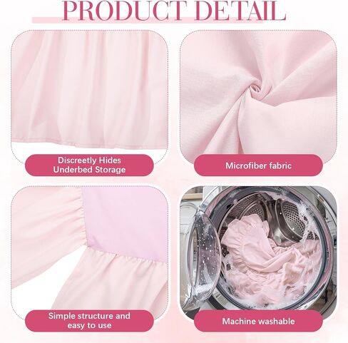Gilprop 1 Pcs Pink Crib Skirt Linen Cotton Blend Dust Ruffle Crib Bed Skirt, 52" x 28" x 14.5" Drop Soft Breathable Nursery Bed Skirts for Baby Girls Toddler Beds Nursery Room Decor in Kuwait