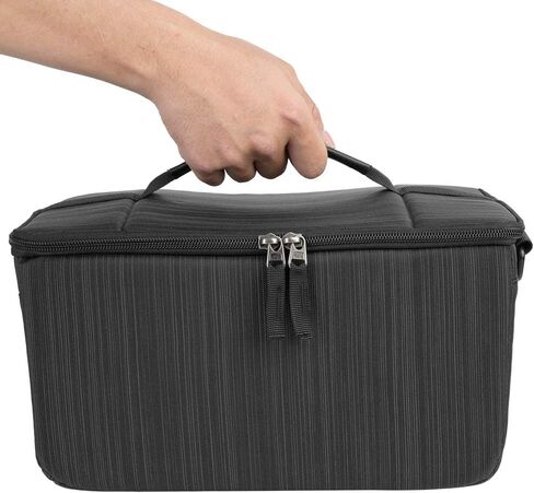 Camera Lens Bag, Waterproof DSLR Camera Lens Case with Strap Insert Partition Bag Portable Protective Shoulder Bag (Black) in Kuwait