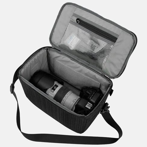 Camera Lens Bag, Waterproof DSLR Camera Lens Case with Strap Insert Partition Bag Portable Protective Shoulder Bag (Black) in Kuwait