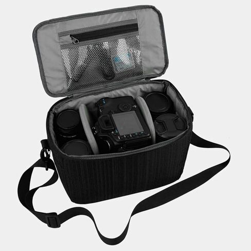 Camera Lens Bag, Waterproof DSLR Camera Lens Case with Strap Insert Partition Bag Portable Protective Shoulder Bag (Black) in Kuwait