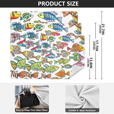 17.7 Inch Multi-Purpose Self-Adhesive Wrap Cloth, Travel Makeup Bag & Camera Lens Protective Wrap for Photography Accessories, Tablet, Phone, Vibrant Fish in Kuwait