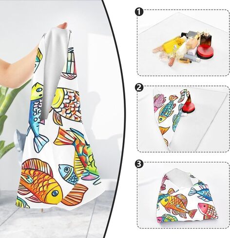 17.7 Inch Multi-Purpose Self-Adhesive Wrap Cloth, Travel Makeup Bag & Camera Lens Protective Wrap for Photography Accessories, Tablet, Phone, Vibrant Fish in Kuwait