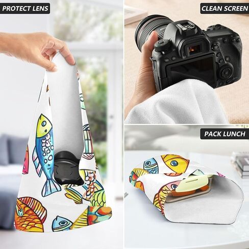 17.7 Inch Multi-Purpose Self-Adhesive Wrap Cloth, Travel Makeup Bag & Camera Lens Protective Wrap for Photography Accessories, Tablet, Phone, Vibrant Fish in Kuwait
