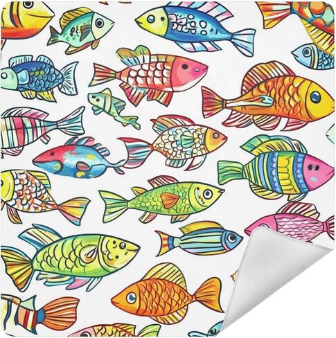 17.7 Inch Multi-Purpose Self-Adhesive Wrap Cloth, Travel Makeup Bag & Camera Lens Protective Wrap for Photography Accessories, Tablet, Phone, Vibrant Fish in Kuwait