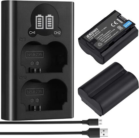 NP-W235 Battery Charger Set Compatible with Fujifilm XT4, X-T4, X-T5, X-H2S, GFX100S, GFX 50S II, X-H2, X-S20，VG-XT4 Camera Battery 2350 mAh in Kuwait
