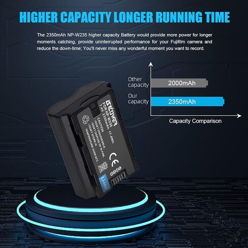 NP-W235 Battery Charger Set Compatible with Fujifilm XT4, X-T4, X-T5, X-H2S, GFX100S, GFX 50S II, X-H2, X-S20，VG-XT4 Camera Battery 2350 mAh in Kuwait