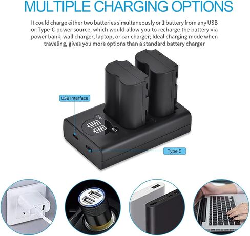 NP-W235 Battery Charger Set Compatible with Fujifilm XT4, X-T4, X-T5, X-H2S, GFX100S, GFX 50S II, X-H2, X-S20，VG-XT4 Camera Battery 2350 mAh in Kuwait