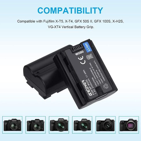 NP-W235 Battery Charger Set Compatible with Fujifilm XT4, X-T4, X-T5, X-H2S, GFX100S, GFX 50S II, X-H2, X-S20，VG-XT4 Camera Battery 2350 mAh in Kuwait