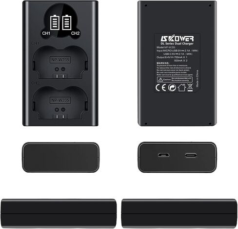 NP-W235 Battery Charger Set Compatible with Fujifilm XT4, X-T4, X-T5, X-H2S, GFX100S, GFX 50S II, X-H2, X-S20，VG-XT4 Camera Battery 2350 mAh in Kuwait