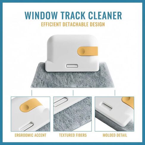 3 Pcs Window Track Cleaner, 2 in 1 Detachable Window Groove Cleaning Brush with Scouring Pad and Scraper, Hand Held Cleaner Brushes for Sliding Door Track, Sills, Gaps and Corners, Yellow in Kuwait