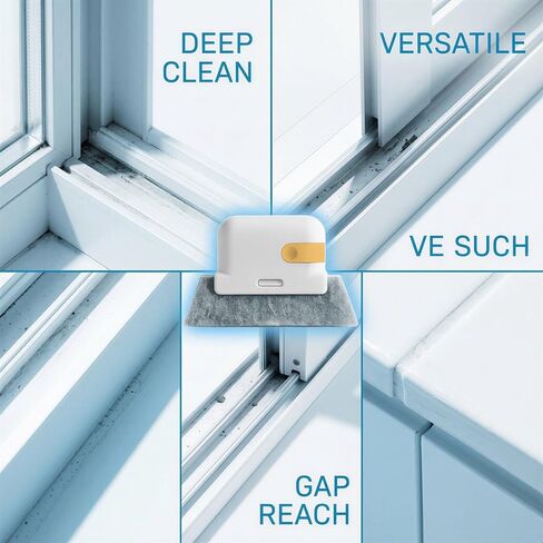 3 Pcs Window Track Cleaner, 2 in 1 Detachable Window Groove Cleaning Brush with Scouring Pad and Scraper, Hand Held Cleaner Brushes for Sliding Door Track, Sills, Gaps and Corners, Yellow in Kuwait