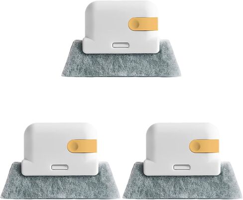 3 Pcs Window Track Cleaner, 2 in 1 Detachable Window Groove Cleaning Brush with Scouring Pad and Scraper, Hand Held Cleaner Brushes for Sliding Door Track, Sills, Gaps and Corners, Yellow in Kuwait