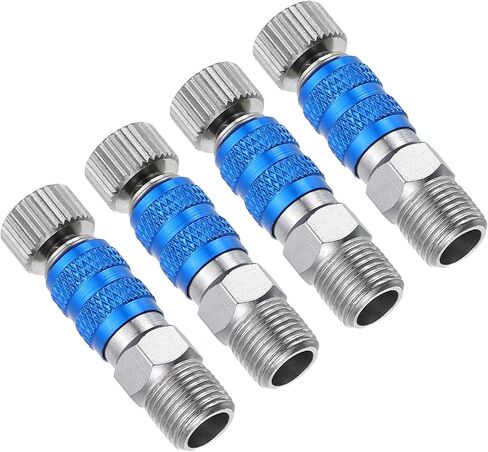 PATIKIL 1/8 Air Brush Connector Adapters, 4pcs Air Brush Quick Connect Air Brush Quick Release Disconnect for Air Brush Hose, Blue Silver in Kuwait