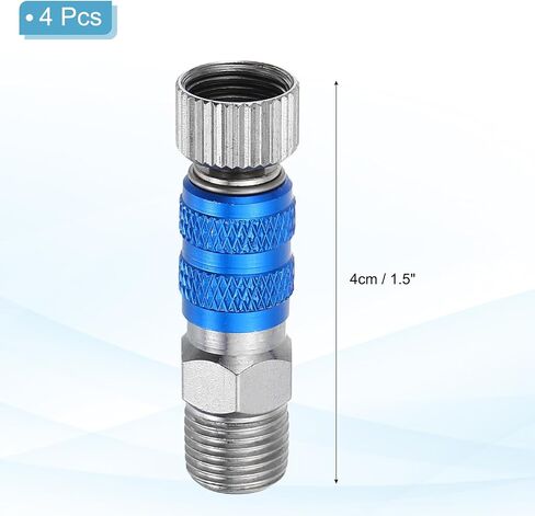 PATIKIL 1/8 Air Brush Connector Adapters, 4pcs Air Brush Quick Connect Air Brush Quick Release Disconnect for Air Brush Hose, Blue Silver in Kuwait