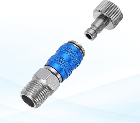 PATIKIL 1/8 Air Brush Connector Adapters, 4pcs Air Brush Quick Connect Air Brush Quick Release Disconnect for Air Brush Hose, Blue Silver in Kuwait