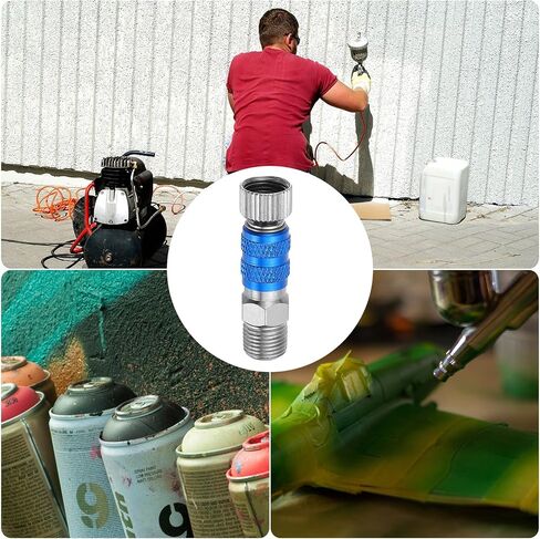 PATIKIL 1/8 Air Brush Connector Adapters, 4pcs Air Brush Quick Connect Air Brush Quick Release Disconnect for Air Brush Hose, Blue Silver in Kuwait