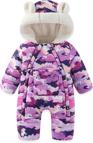 JiAmy Baby Winter Snowsuit,Girls Boys Hooded Warm Romper,Infant Double Zipper Jumpsuit Newborn baby Winter Outfits in Kuwait