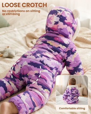 JiAmy Baby Winter Snowsuit,Girls Boys Hooded Warm Romper,Infant Double Zipper Jumpsuit Newborn baby Winter Outfits in Kuwait