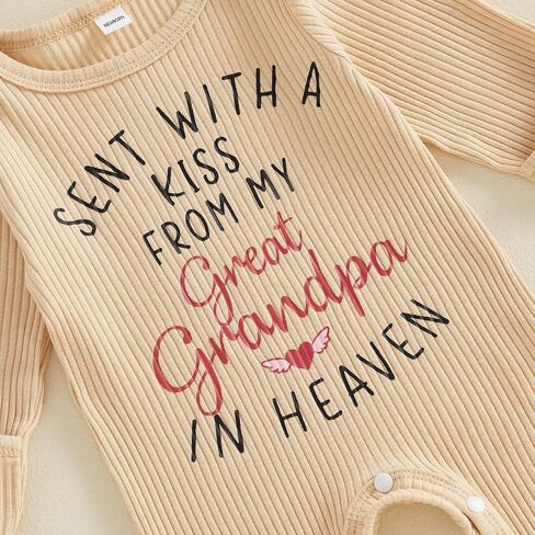 Sent With A Kiss From My Great Grandpa Grandma In Heaven Newborn Baby Boy Girl Fall Clothes Romper Jumpsuit +Hat in Kuwait