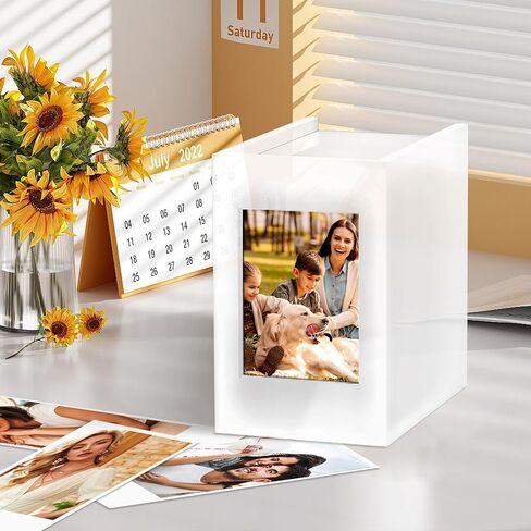 Acrylic Polaroid Frame & Photo Storage Box,for Instax Mini Polaroid Film, 2x3 Instax Frame,with Magnetic Sliding Cover Photos Display,Graduation Gifts Wedding Guest Book Alternative for Reception in Kuwait