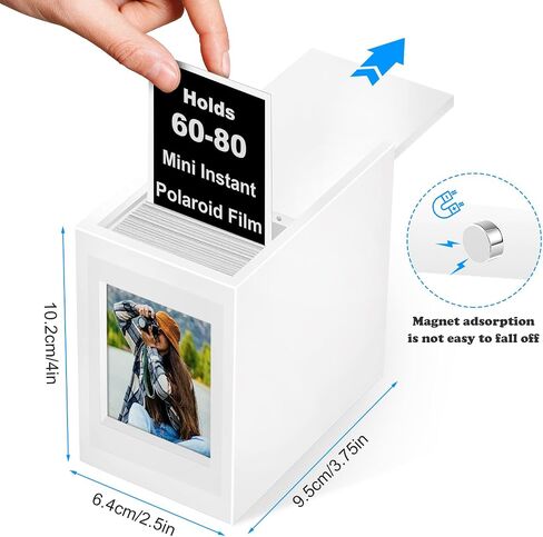 Acrylic Polaroid Frame & Photo Storage Box,for Instax Mini Polaroid Film, 2x3 Instax Frame,with Magnetic Sliding Cover Photos Display,Graduation Gifts Wedding Guest Book Alternative for Reception in Kuwait