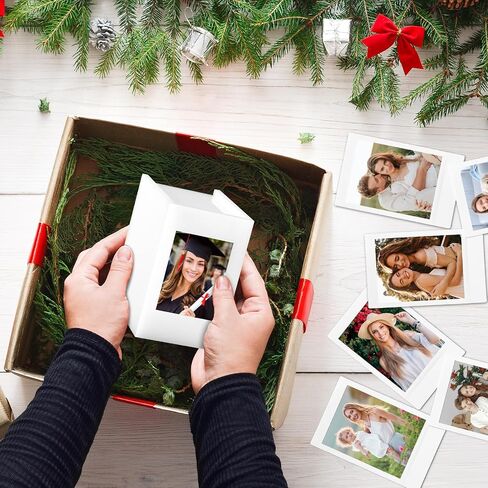 Acrylic Polaroid Frame & Photo Storage Box,for Instax Mini Polaroid Film, 2x3 Instax Frame,with Magnetic Sliding Cover Photos Display,Graduation Gifts Wedding Guest Book Alternative for Reception in Kuwait