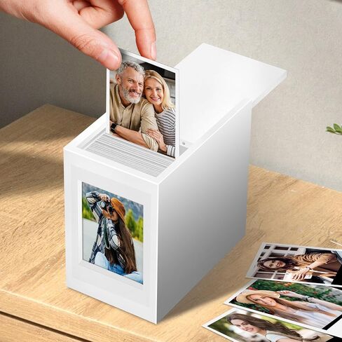Acrylic Polaroid Frame & Photo Storage Box,for Instax Mini Polaroid Film, 2x3 Instax Frame,with Magnetic Sliding Cover Photos Display,Graduation Gifts Wedding Guest Book Alternative for Reception in Kuwait