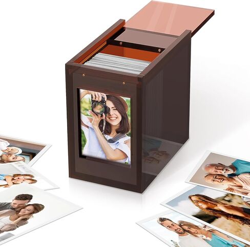 Acrylic Polaroid Frame & Photo Storage Box,for Instax Mini Polaroid Film, 2x3 Instax Frame,with Magnetic Sliding Cover Photos Display,Graduation Gifts Wedding Guest Book Alternative for Reception in Kuwait