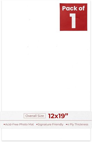 White 12x19 Uncut Mat Board - Blank Sheet, No Opening - 1 Mat in Kuwait