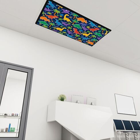 6 Pack Fluorescent Light Covers Seamless Colorful Dinosaurs Dinosaur Silhouette Decorative Magnetic Ceiling Covers Light Shade Panel for Classroom Office 4 x 2 ft in Kuwait