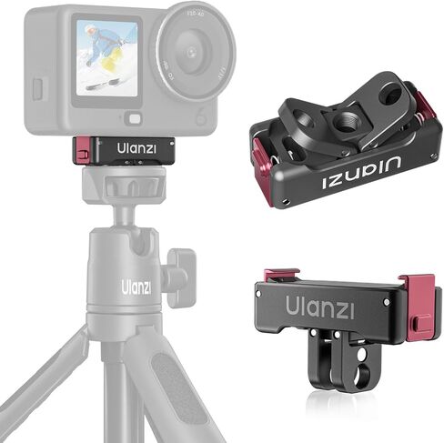 ULANZI OA24 Metal Magnetic Quick Release Adapter Mount for DJI Osmo Action 6/Nano, Aluminum Alloy Expansion Connector with 1/4" Screw Hole, Foldable Dual-Claw Base, Anti-Slip Silicone Pad in Kuwait