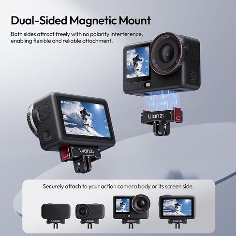 ULANZI OA24 Metal Magnetic Quick Release Adapter Mount for DJI Osmo Action 6/Nano, Aluminum Alloy Expansion Connector with 1/4" Screw Hole, Foldable Dual-Claw Base, Anti-Slip Silicone Pad in Kuwait