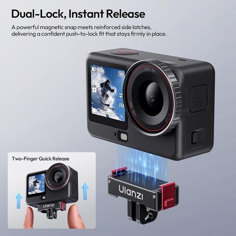 ULANZI OA24 Metal Magnetic Quick Release Adapter Mount for DJI Osmo Action 6/Nano, Aluminum Alloy Expansion Connector with 1/4" Screw Hole, Foldable Dual-Claw Base, Anti-Slip Silicone Pad in Kuwait