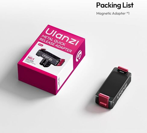 ULANZI OA24 Metal Magnetic Quick Release Adapter Mount for DJI Osmo Action 6/Nano, Aluminum Alloy Expansion Connector with 1/4" Screw Hole, Foldable Dual-Claw Base, Anti-Slip Silicone Pad in Kuwait