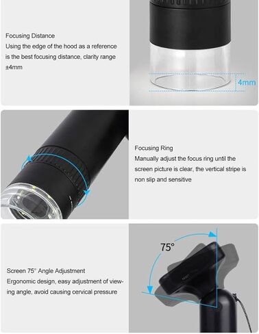 1000X Digital Microscope USB Connect to PC Handheld Microscope with 2 Inch Screen 1080P Video 8 LED Lights for Jewelry Plants Rocks for Students Hobbyists in Kuwait