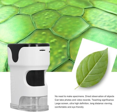 Portable Handheld Microscope, Handheld Microscope 1/4 Inch Screw Connector with 6 Sample Slides Tripod for Present (White) in Kuwait