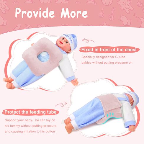 G Tube Tummy Time Pillow Feeding Tube Belt Pads Adjustable Nursing Pillow with a Hole for Supporting Babies Infant Children Kids Protecting Button in Kuwait