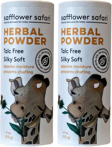 Herbal Baby Powder - All-Natural,Talc-Free Organic Arrowroot, Hypoallergenic, Vegan Made in USA by Safflower Safari in Kuwait