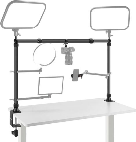 NEEWER Overhead Camera Mount Rig with 2 Ball Heads, Super Clamp/Mobile Phone Holder/Camera Desk Mount, Multi Device Mount, Platform Overhead Tripod, Adjustable Height Width, Max Load 12 kg, NK002 in Kuwait