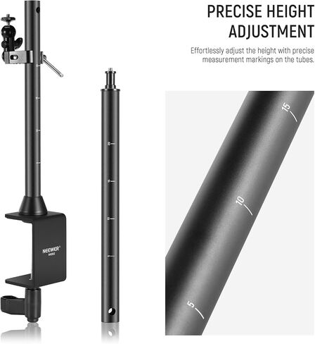 NEEWER Overhead Camera Mount Rig with 2 Ball Heads, Super Clamp/Mobile Phone Holder/Camera Desk Mount, Multi Device Mount, Platform Overhead Tripod, Adjustable Height Width, Max Load 12 kg, NK002 in Kuwait
