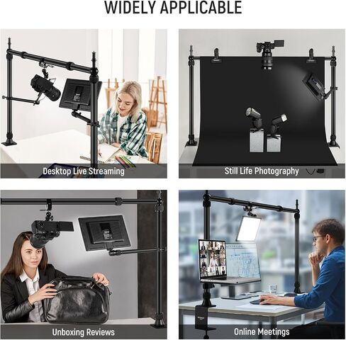 NEEWER Overhead Camera Mount Rig with 2 Ball Heads, Super Clamp/Mobile Phone Holder/Camera Desk Mount, Multi Device Mount, Platform Overhead Tripod, Adjustable Height Width, Max Load 12 kg, NK002 in Kuwait