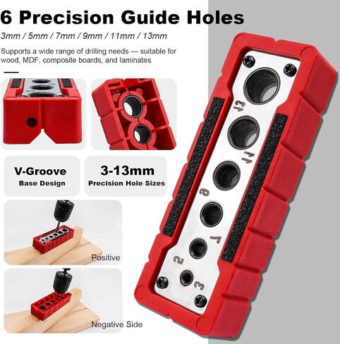 Drill Block Guide for Straight Holes, Portable Handheld Drill Guide Jig, 3-13mm Hole Locator, with V-Groove Design in Kuwait