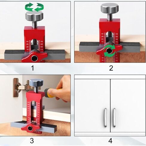 Cabinet Door Installation Positioner - Aluminium Alloy Adjustable Cabinet Hardware Jig Mounting Tool, Easily Adjustable Cabinet Door Positioning Tool for Most Cabinet Doors(B) in Kuwait
