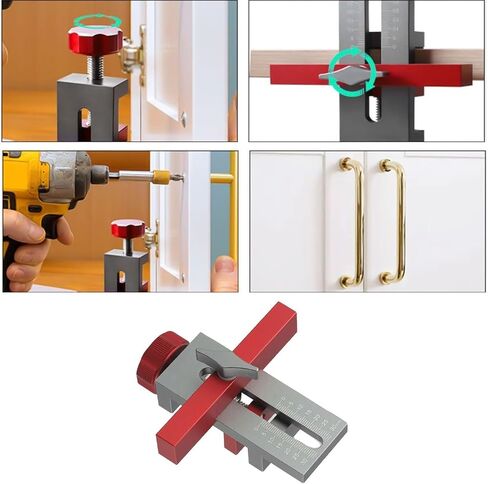 Cabinet Door Installation Positioner - Aluminium Alloy Adjustable Cabinet Hardware Jig Mounting Tool, Easily Adjustable Cabinet Door Positioning Tool for Most Cabinet Doors(B) in Kuwait