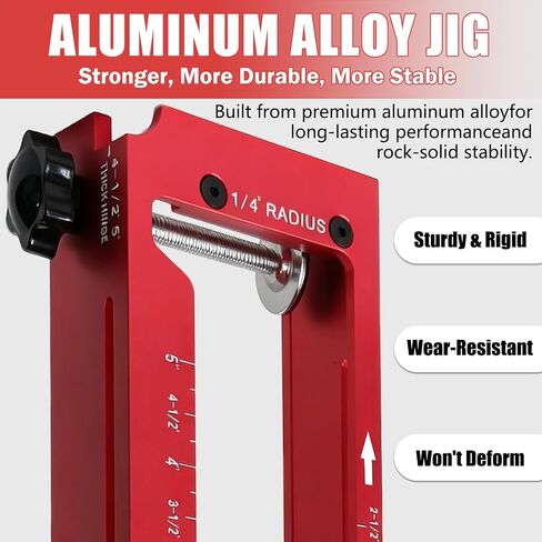 Door Hinge Jig and Door Lock Installation Kit | Aluminum Alloy Router Template for Hinge Mortising from 2.5" to 5" and Types of Square (Red) in Kuwait