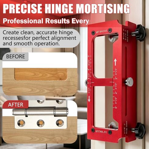 Door Hinge Jig and Door Lock Installation Kit | Aluminum Alloy Router Template for Hinge Mortising from 2.5" to 5" and Types of Square (Red) in Kuwait